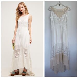 NWT Anthro Plenty by Tracy Reese Estancia Crochet Lace Boho Maxi Dress in White